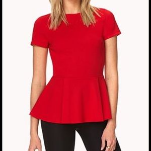 Banana Republic Red Short-Sleeve Peplum Top